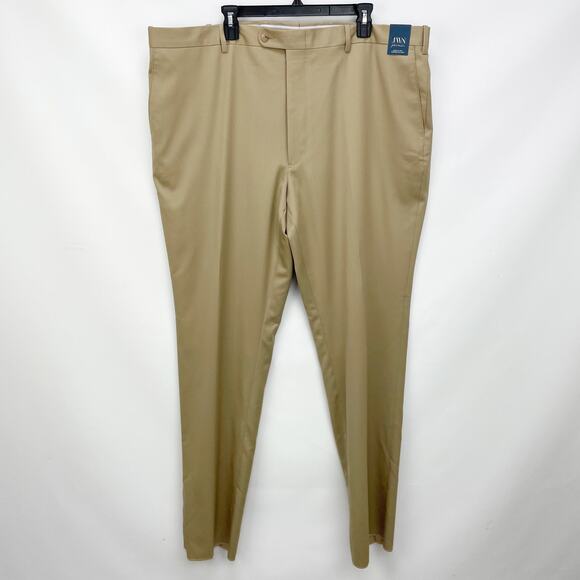 JWN Nordstrom Mens Pants 44R Tan Khaki Wool Blend Straight Leg Trouser NWT - Picture 1 of 9